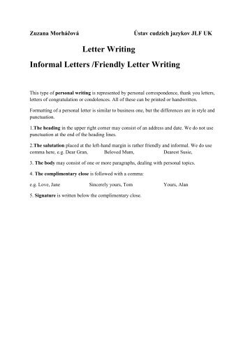 Letter Writing Informal Letters /Friendly Letter Writing