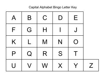 Capital Alphabet Bingo Letter Key