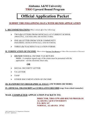 Upward Bound Application - Alabama A&M University