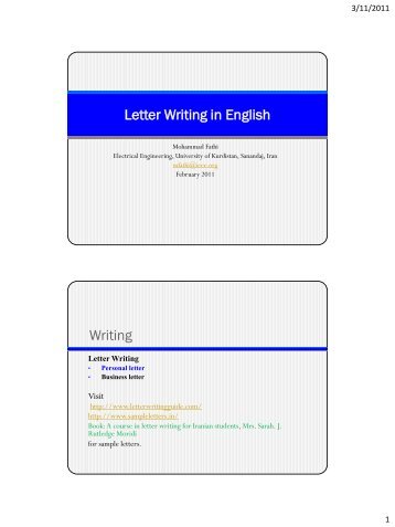 Letter Writing in English Writing