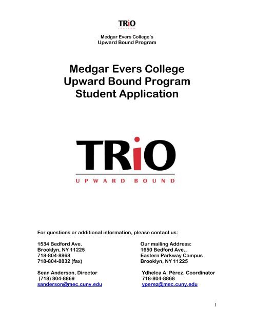 Upward Bound Application - Medgar Evers College - CUNY