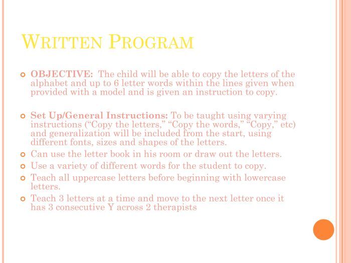 WRITTEN PROGRAM Material