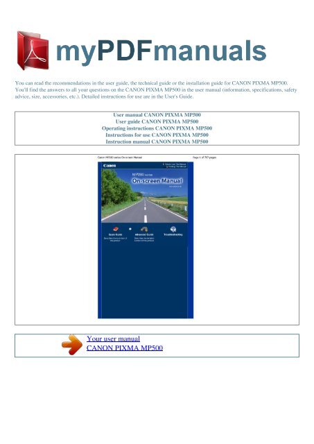 User manual CANON PIXMA MP500 - MY PDF MANUALS