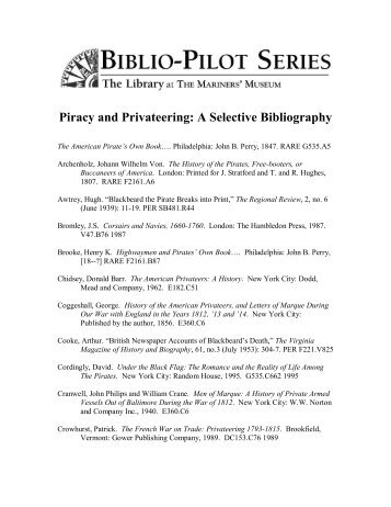 Piracy and Privateering: A Selective Bibliography - Mariners' Museum