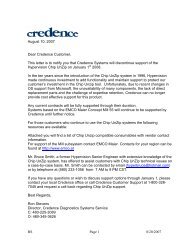 August 10, 2007 Dear Credence Customer, This letter is to notify you ...