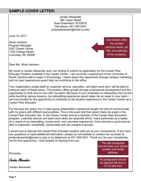 SAMPLE COVER LETTER: June