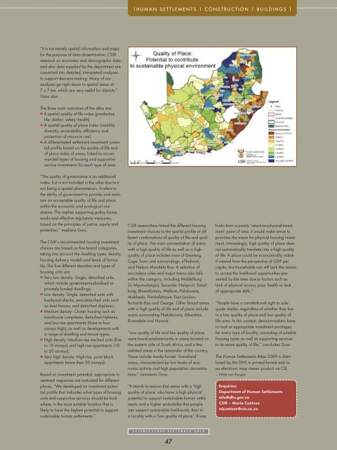 guiding housing and human settlement investment - CSIR