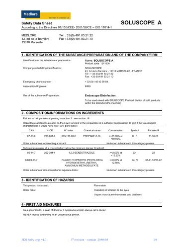 Fiche de données de sécurité - Soluscope