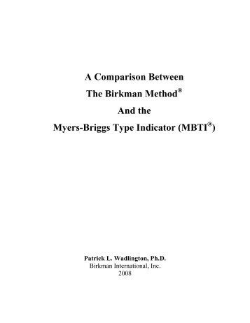 A Comparison Between The Birkman Method® & MBTI