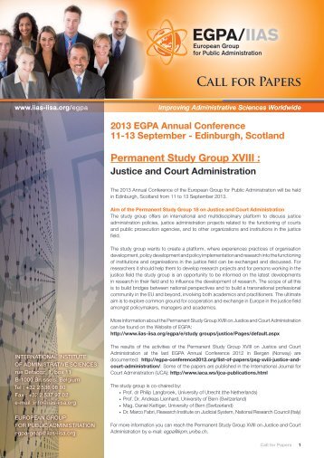 Call for Papers - 2013 EGPA Annual Conference