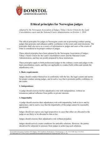 Ethical principles for Norwegian judges - Domstol.no