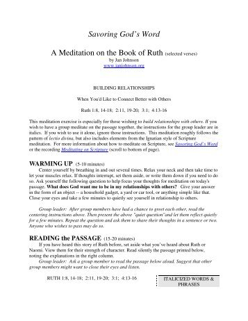 Savoring God's Word A Meditation on the Book of ... - Jan Johnson