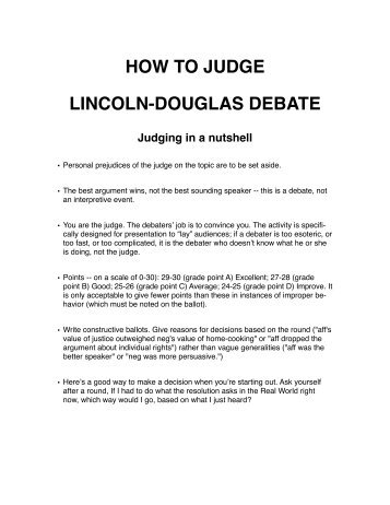HOW TO JUDGE LINCOLN-DOUGLAS DEBATE - Jimmenick.com
