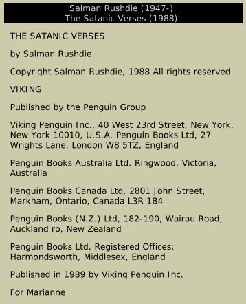 Personal Library | Rushdie | The Satanic Verses