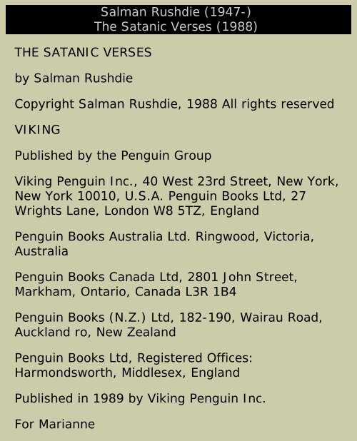 Personal Library | Rushdie | The Satanic Verses