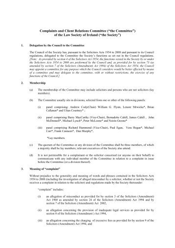 Complaints and Client Relations Committee guidelines
