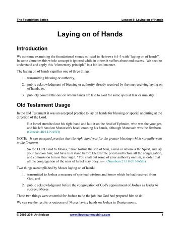 Laying on of Hands - Lifestream Teaching Ministries