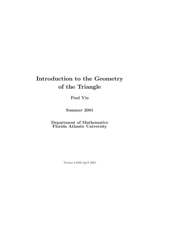 Introduction to the Geometry of the Triangle - Department of ...