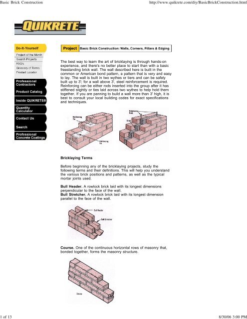 Basic Brick Construction - Quikrete