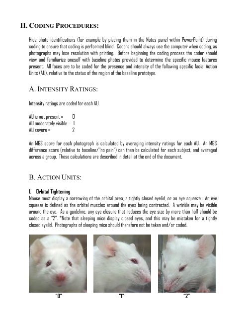 MOUSE GRIMACE SCALE (MGS): THE MANUAL