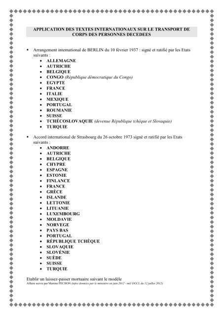 Formulaire et pièces à