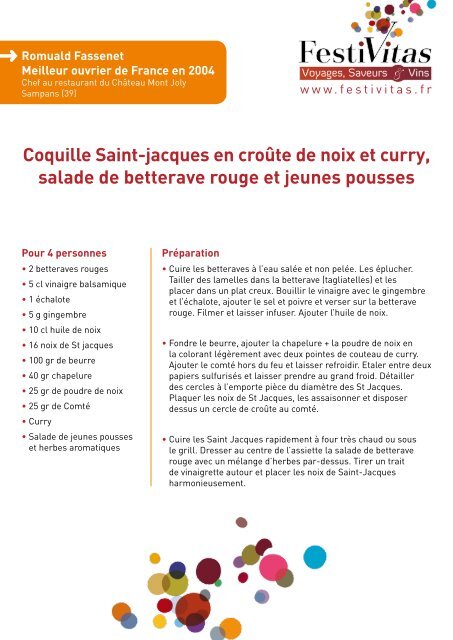 recettes - Salon Festivitas, voyages, saveurs et vins