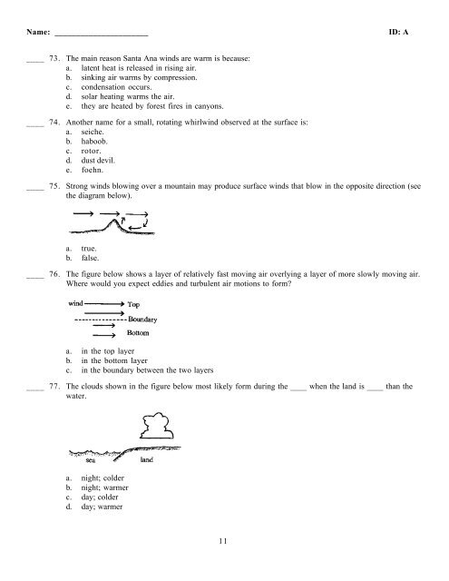 Meteorology Practice Exam 2: Chapters 6-10