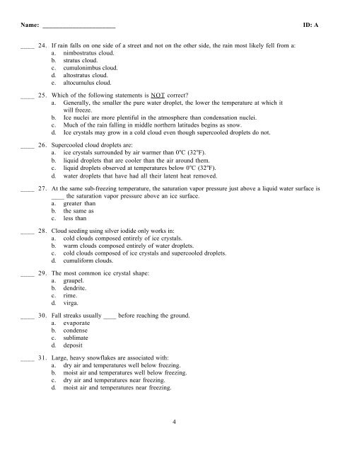 Meteorology Practice Exam 2: Chapters 6-10