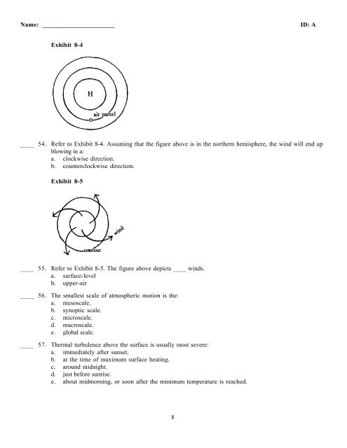 Meteorology Practice Exam 2: Chapters 6-10