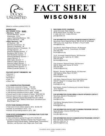 Wisconsin's state fact sheet - Ducks Unlimited