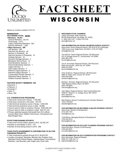 Wisconsin's state fact sheet - Ducks Unlimited
