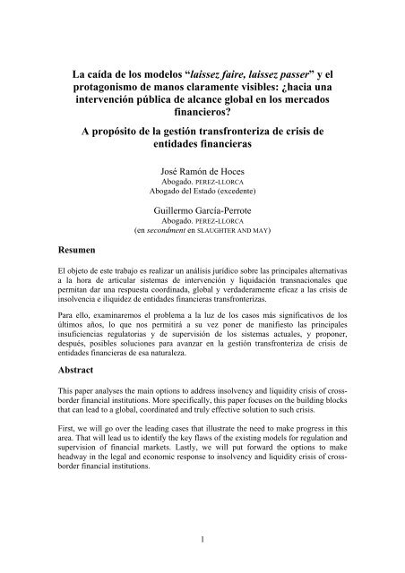 La caída de los modelos “laissez faire, laissez passer ... - perez-llorca