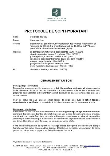 protocole de soin hydratant