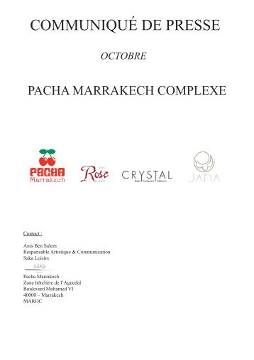 communiqué de presse - Pacha Marrakech