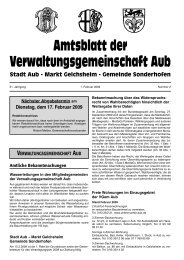 Amtsblatt der Verwaltungsgemeinschaft Aub - bei der Stadt Aub!