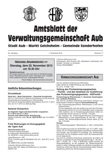 Amtsblatt der Verwaltungsgemeinschaft Aub - bei der Stadt Aub!