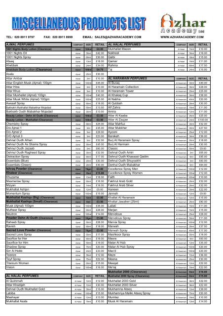 Miscellaneous Items Catalogue - Retail Trade ... - Azhar Academy