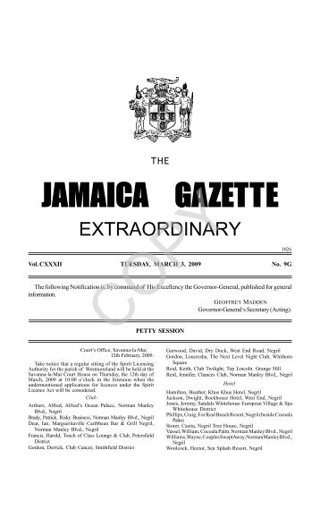 Jamaica Gazette - Government of Jamaica