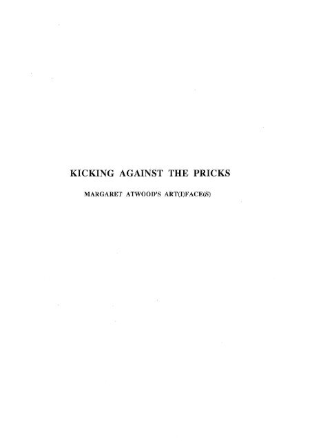 Kicking against the pricks - University of Canterbury