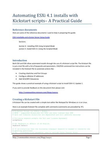 Automating ESXi 4.1 installs with Kickstart scripts– A Practical ...
