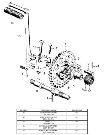 number part name-honda# qty needed 01 gear, kick starter 28210 ...