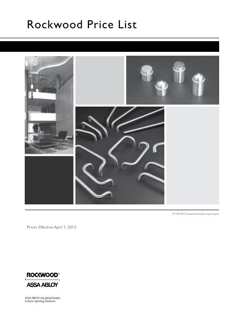 Rockwood Manufacturing Price List - IDN-H Hoffman