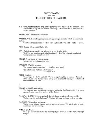 DICTIONARY ISLE OF WIGHT DIALECT. - Round the Island