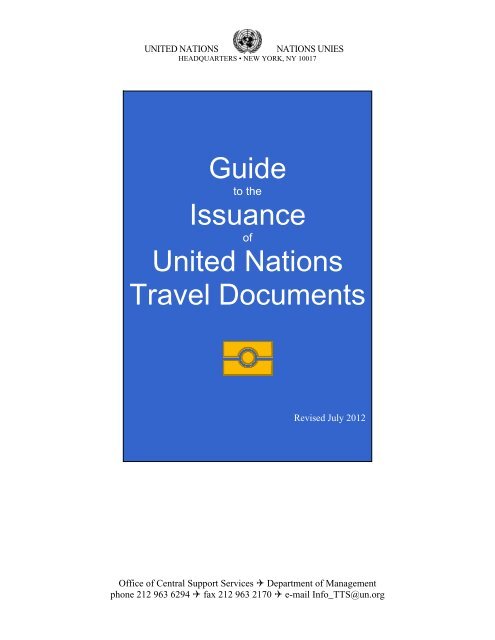 Guide to the issuance of UN Travel Document - UNEP