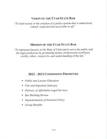 VISION OF THE UTAH STATE BAR