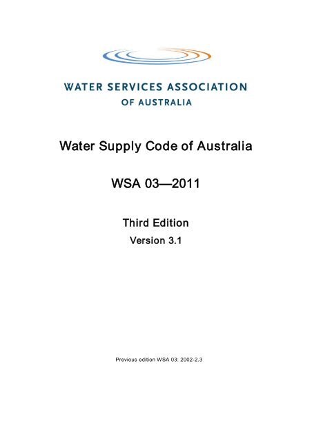 WATER SUPPLY CODE - Water Services Association of Australia