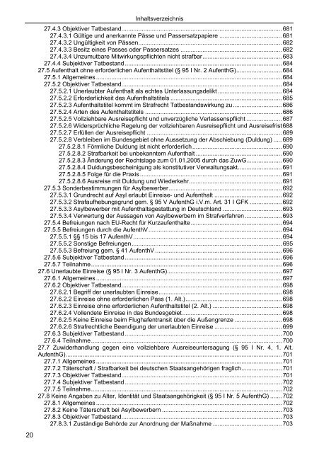 Das komplette Inhaltsverzeichnis Seite 5 - Ausländerrecht für die ...