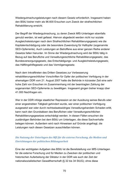 Bericht der Bundesregierung zum Stand der Aufarbeitung der SED- Diktatur