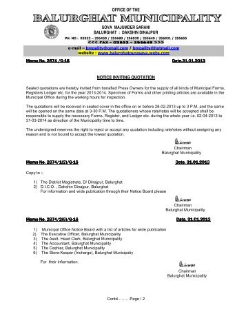 NIQ for Printing articles_2013 - balurghat municipality - Webs