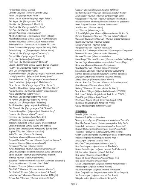 2008 Plant Availability - Johnson's Nursery